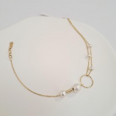 Βραχιόλι Σε Κίτρινο Χρυσό 14Κ Με Κρίκο και Μαργαριτάρια (BR100)